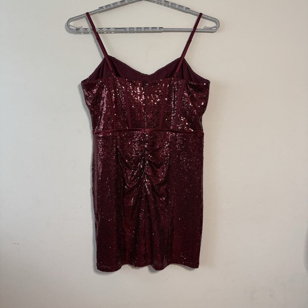 City Chic Burgundy Sequin Mini Dress Size 22 Sleeveless Cocktail Party Glam - Picture 8 of 16